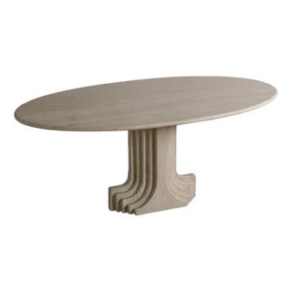 Oval Argo Dining Table in Travertine by Carlo Scarpa for Simon Gavina, 1970s For Sale