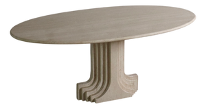 Oval Argo Dining Table in Travertine by Carlo Scarpa for Simon Gavina, 1970s