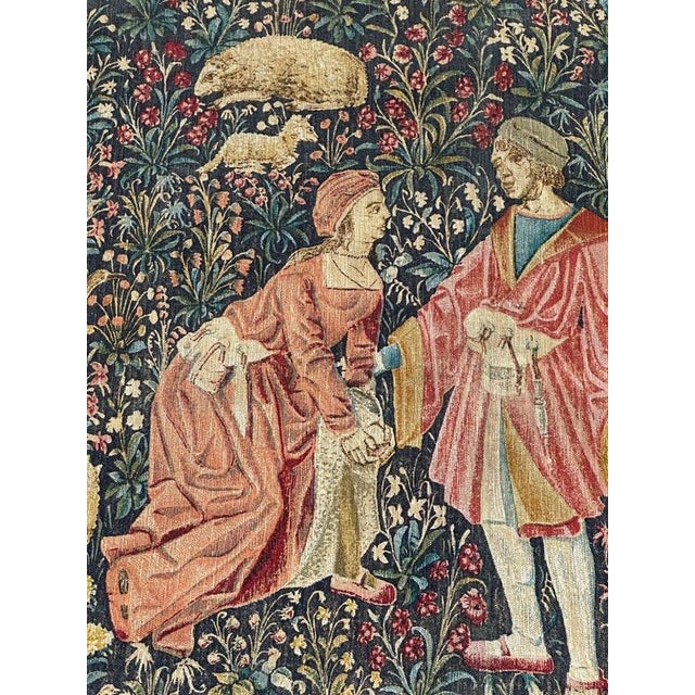 Textile French Aubusson Style Screen Printed Hand Tapestry, 1960s For Sale - Image 7 of 18