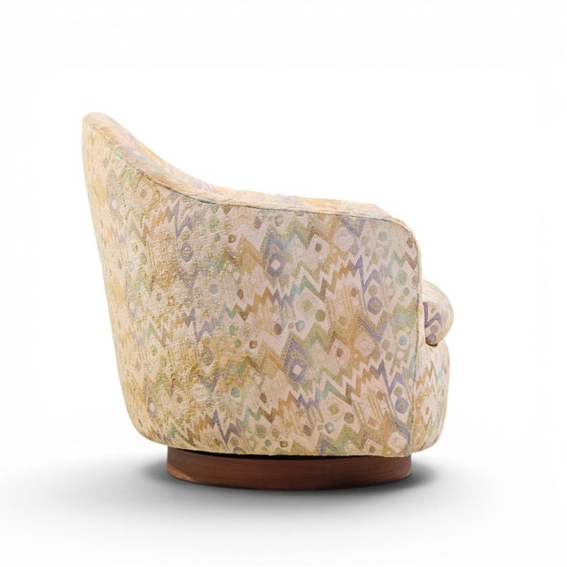 Brown Milo Baughman for Thayer Coggin Mid Century Walnut Base Swivel Lounge Chair For Sale - Image 8 of 10