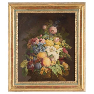 Still Life Bouquet of Flowers, 19th-Century, Oil on Canvas, Framed For Sale