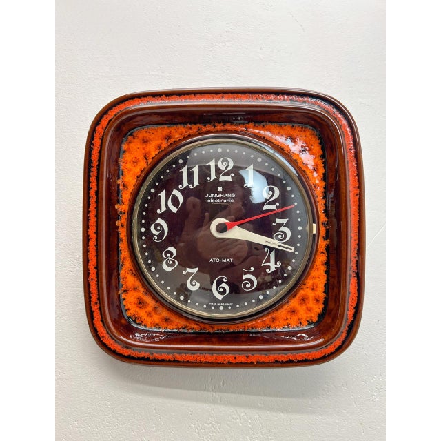 Mid-Century Modern Vintage Ceramic Wall Clock, 1970s For Sale - Image 3 of 15