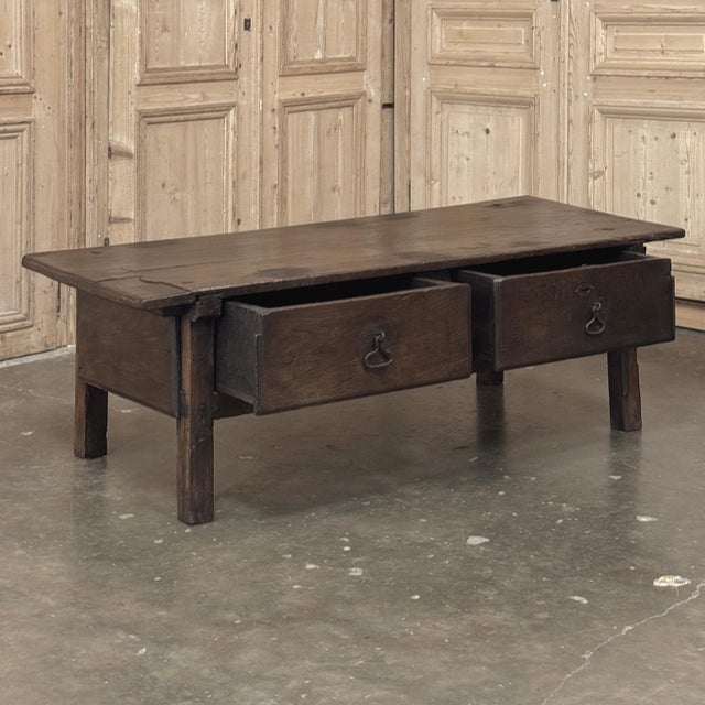 17th Century Rustic Spanish Oak Coffee Table With Hand Forged Hardware For Sale - Image 14 of 18