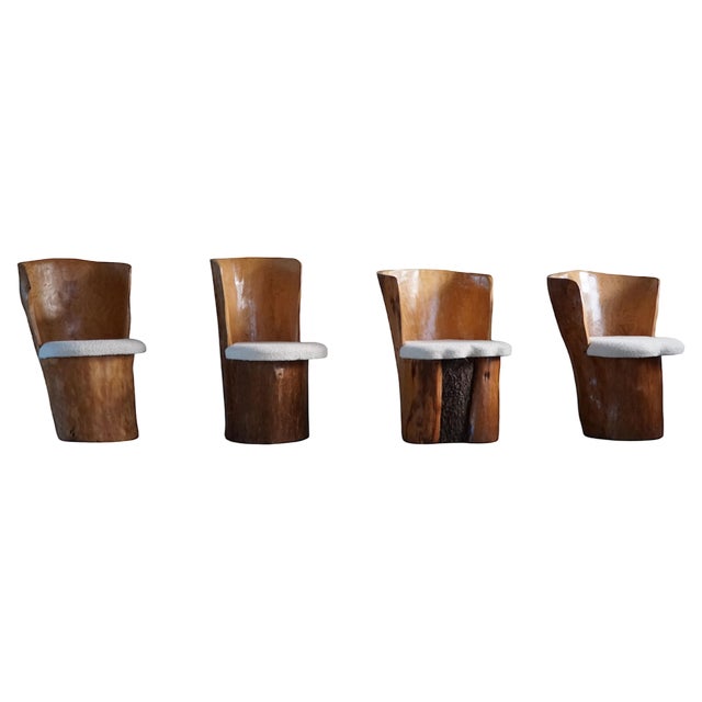 Scandinavian Modern Stump Dining Chairs, Sweden, 1980s, Set of 4 For Sale