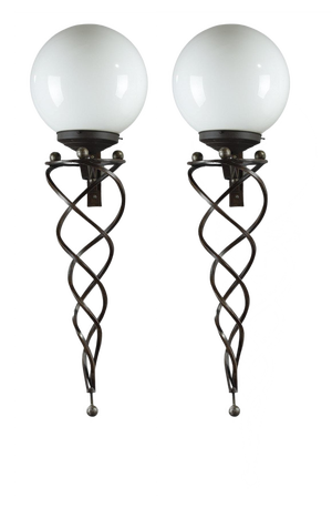 Art Deco Wrought Iron Sconces, 1989, Set of 2