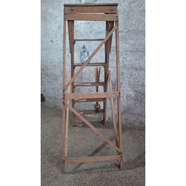 Wood Vintage Industrial Wooden Stepladder from Manufrance, 1890s For Sale - Image 7 of 8