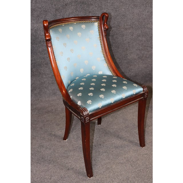 Set of 4 French Empire Carved Mahogany Dining Chairs in the Maison Jansen Style For Sale - Image 11 of 12