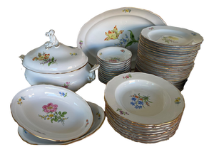Porcelain Plate Set with Floral Decoration from Meissen Porcelain, 1990s