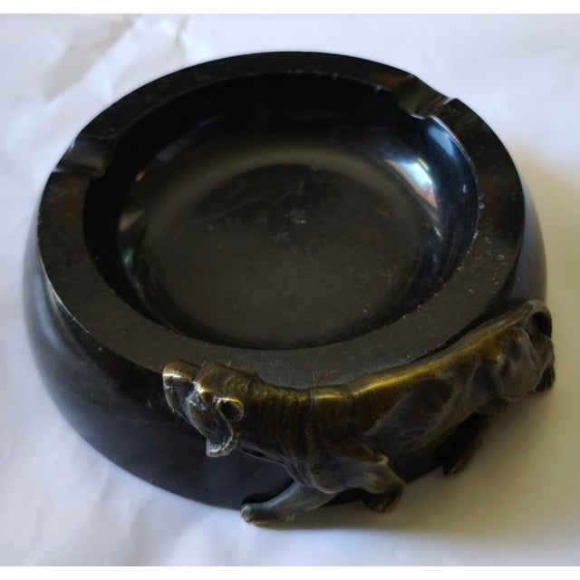 Brutalist Art Deco Marble Ashtray with Feline Motif, 1920s For Sale - Image 3 of 4