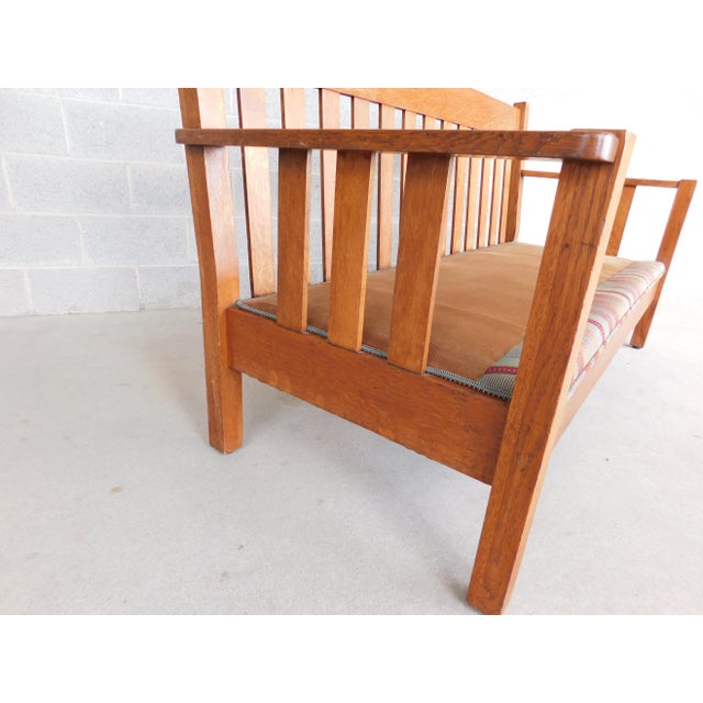 Antique Mission Oak Art & Crafts Sofa For Sale In Philadelphia - Image 6 of 10