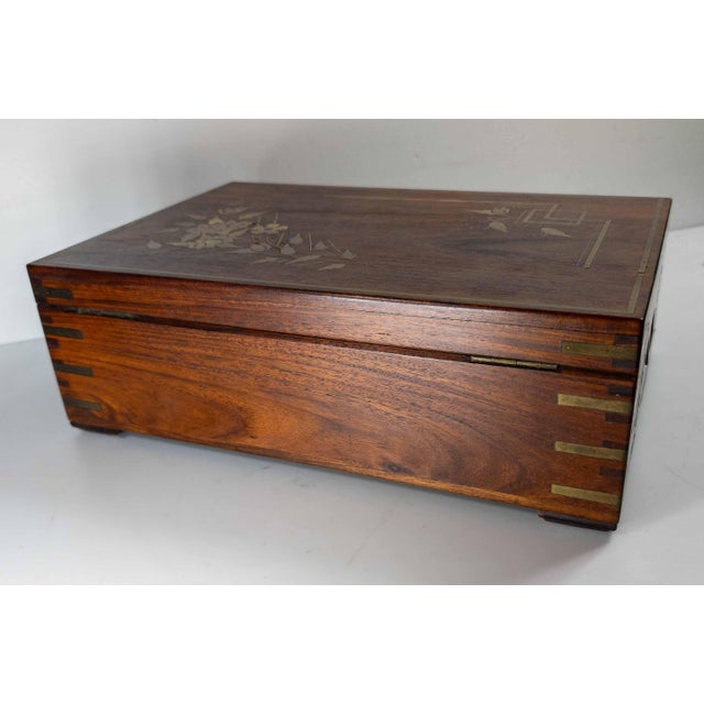 19th Century Chinese Huanghuali Wood Brass Inlaid Jewelry Box in Aesthetic Style For Sale - Image 9 of 18