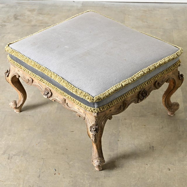 Italian Baroque 18th Century Velvet Upholstered Low Stool For Sale - Image 9 of 11