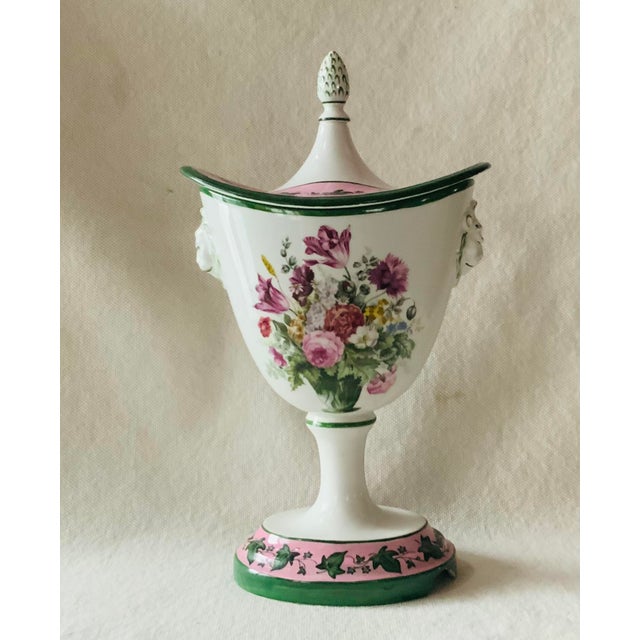 1970s Neoclassical Lidded Urn With Lion Mask Handles Transferware, Italy, 20th C. For Sale - Image 5 of 18