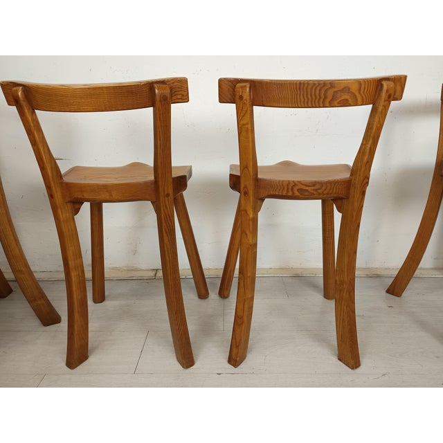 Brutalized Elm High Chairs, 1980s, Set of 5 For Sale - Image 6 of 16