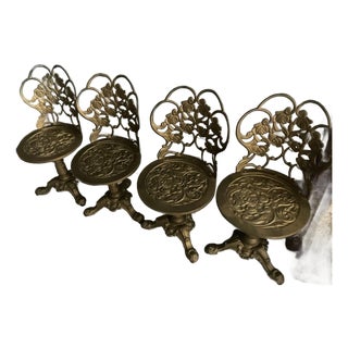Early 20th Century Attributed to Kessler Cast Iron Ornate Boudoir Vanity Pivoting Chairs For Sale
