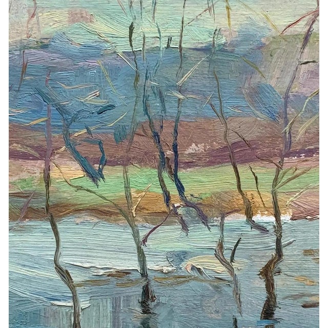 Vintage Impressionism River Oil Painting, Ukrainian Artist, 1970s 20-19 For Sale - Image 4 of 6