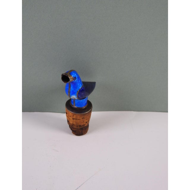 Silver & Enameled Bird Bottle Pourer Chairish