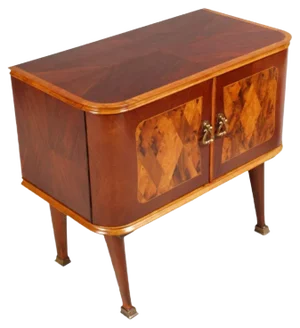 Mid-Century Art Deco Walnut & Burl Inlaid Nightstands from Consorzio Esposizione Mobili Cantù, Set of 2