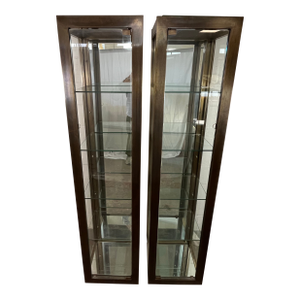 Vintage Spanish Bronze Glass Vitrine Display Cabinet Sarreid Mastercraft Style
