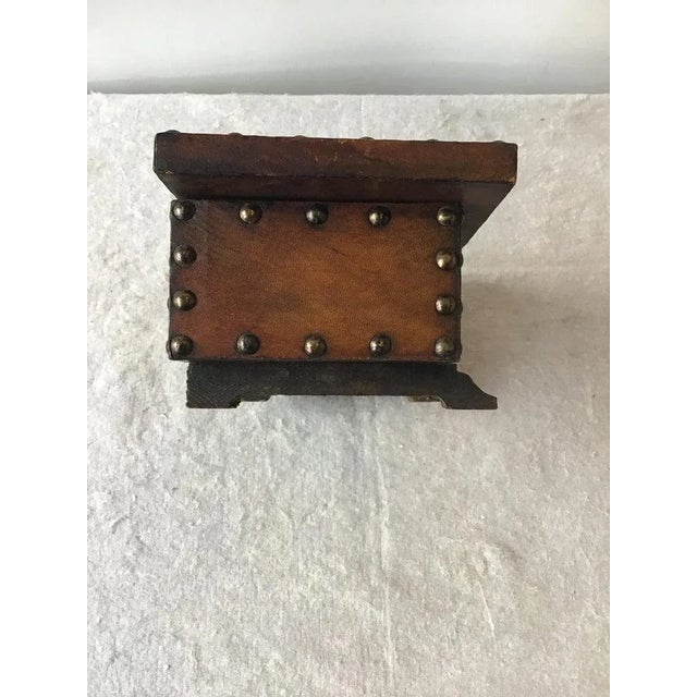 Wood 1960s Leather Studded Wood Box For Sale - Image 7 of 10