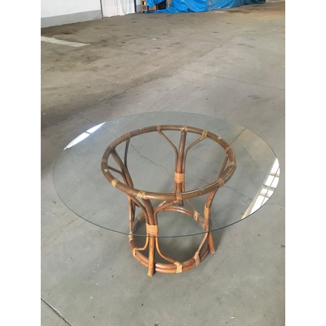Mid-Century Modern Italian Bamboo Table with Glass Top, 1970s For Sale - Image 4 of 11