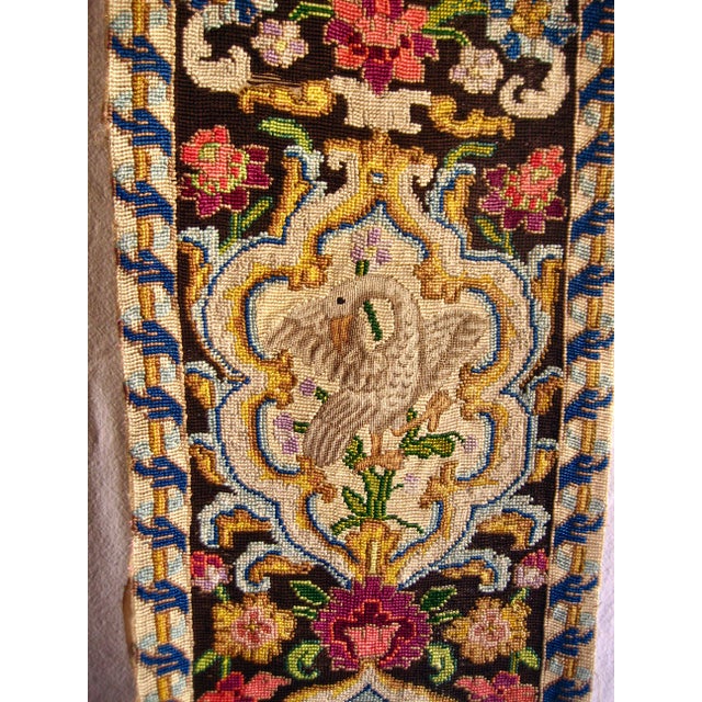 Needel point tapestries was used for centuries and always highlighted fancy textiles or furniture , the pair we have here...