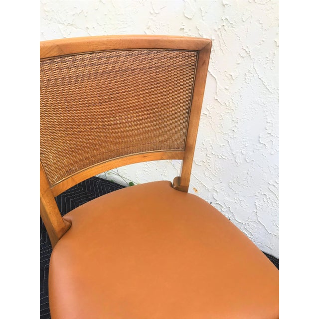 Brown Mid-Century Modern William A. Berkey for John Widdicomb Walnut Side Chairs With Faux Leather Seats - A Pair For Sale - Image 8 of 12