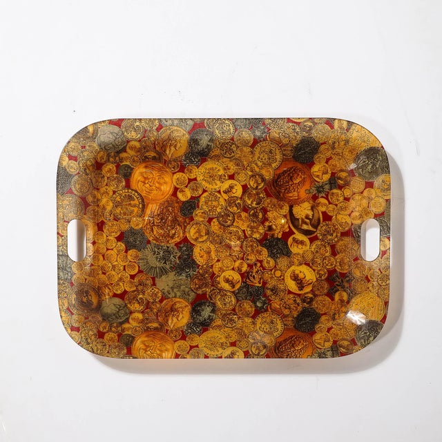 Mid-Century Modernist Tray With Ancient Coin Pattern by Fornasetti For Sale - Image 9 of 12