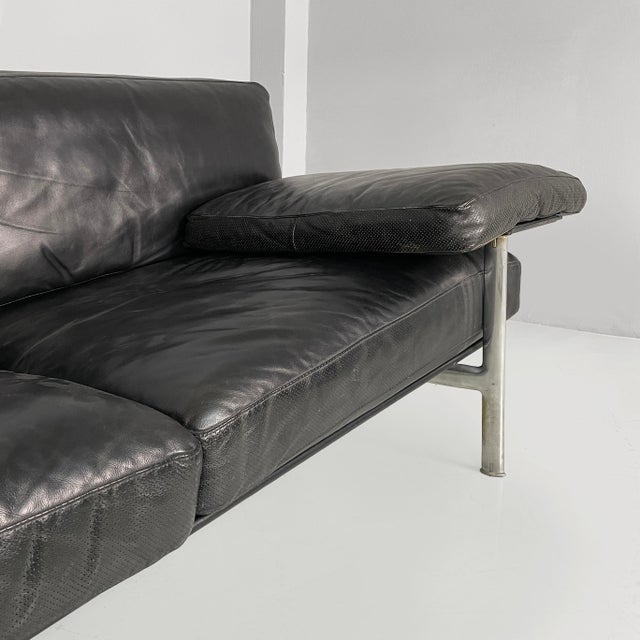 Black Italian Modern Black Leather Sofa by Antonio Citterio and Paolo Nava for B&B Italia, 1980s For Sale - Image 8 of 18