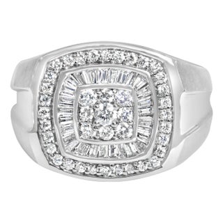 14K White Gold Men's Diamond Band Ring (1 cttw, H-I Color, SI1-SI2 Clarity) Size 9.5 For Sale