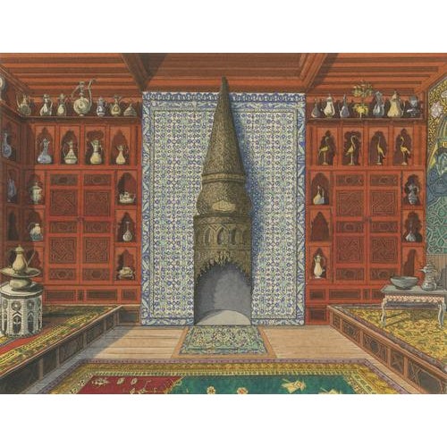 Henry-René dAllemagne, Ottoman Interior with Monumental Iznik Fireplace, ca.1900 For Sale - Image 4 of 10