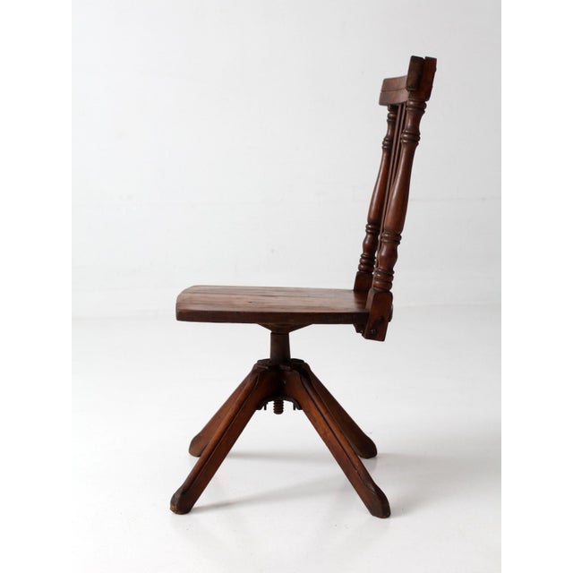 Brown Antique Victorian Children's Swivel Desk Chair For Sale - Image 8 of 18