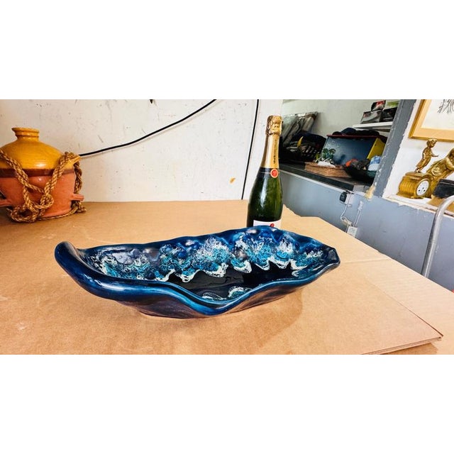 Title: Large Ceramic Centerpiece or Catchall, Vallauris, France, 1960s : This stunning large ceramic piece, crafted in...