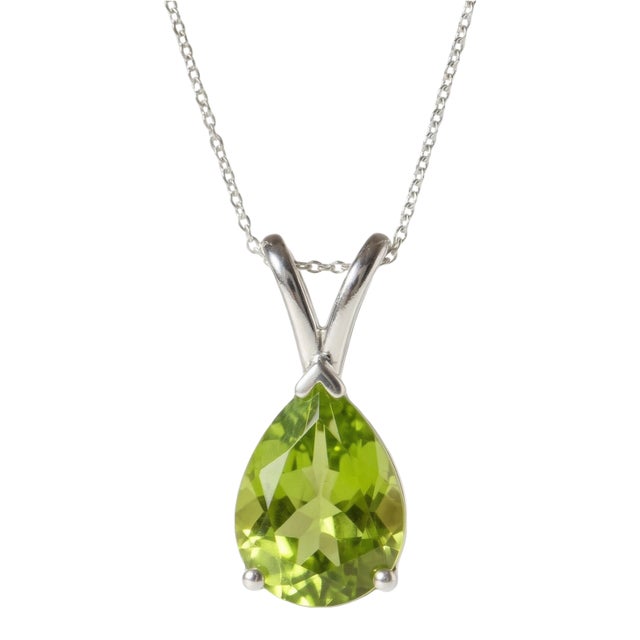 Natural Peridot Pear Cut Pendant, August Birthstone Statement Pendant for Woman For Sale