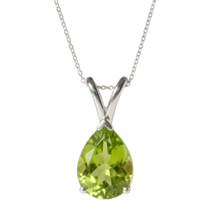 Natural Peridot Pear Cut Pendant, August Birthstone Statement Pendant for Woman