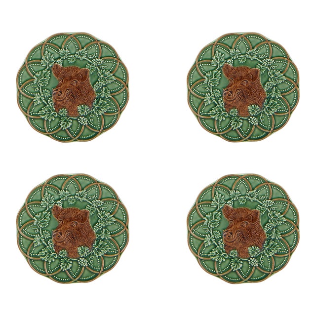 Bordallo Pinheiro Woods Bread and Butter Plates, Boar, Set of 4 For Sale