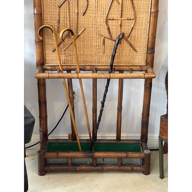 Late 19th Century French Bamboo Hall Tree With Fan Mirror , Aesthetic Movement 1870-1900 For Sale - Image 5 of 15