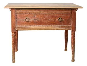 Antique Swedish Rustic Low Country Table with Drawer