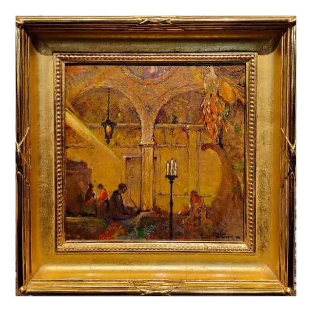 Dana Bartlett -Interior of a Spanish Gothic Church -Oil Painting For Sale