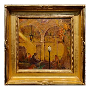 Dana Bartlett -Interior of a Spanish Gothic Church -Oil Painting
