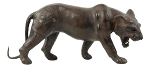 Mid-Century Leather & Papier-Mâché Panther Sculpture, 1940s