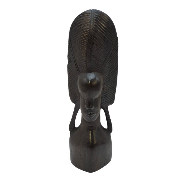 Mid 20th Century Hand Carved Iron Wood African Sculpture Tribal Art Bust For Sale - Image 10 of 10