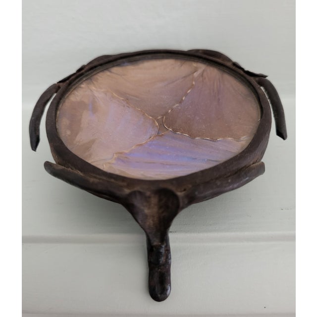 19th Century Antique French Art Nouveau Butterfly Wing Trinket Dish by Peguy, 1890s For Sale - Image 5 of 5