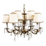 20th Century French Belle Époque Style Ormolu Gilt Bronze and Crystal 10-Light Chandelier For Sale