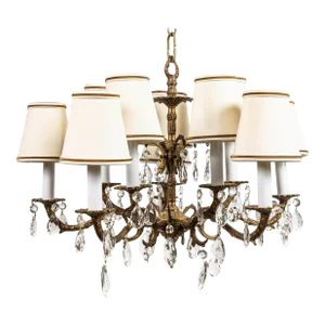 20th Century French Belle Époque Style Ormolu Gilt Bronze and Crystal 10-Light Chandelier