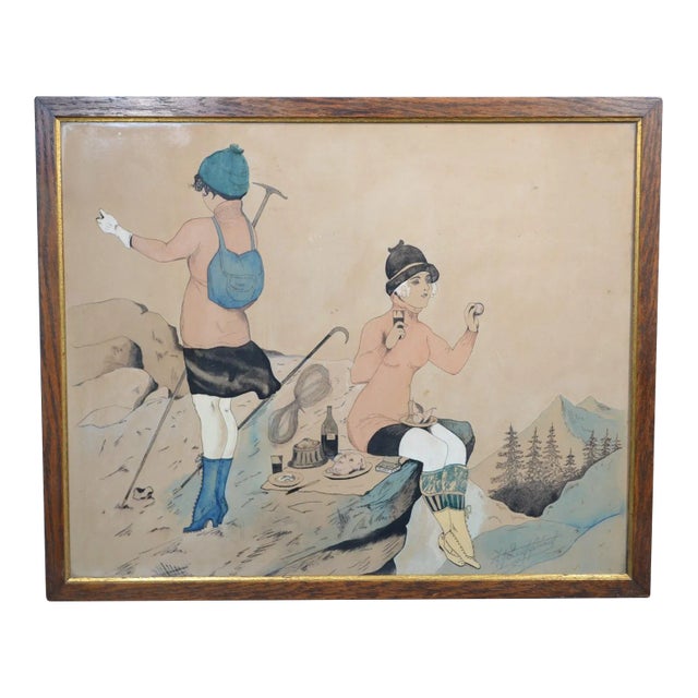 French School of the 20th Century “The Mountaineers’ Picnic” For Sale