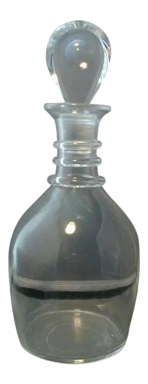 Early Steuben Glass Clear Crystal Ringed Decanter for Wine or Whiskey