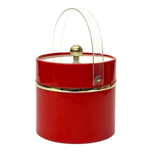 Engine Red & Gold-Trimmed Vintage Ice Bucket