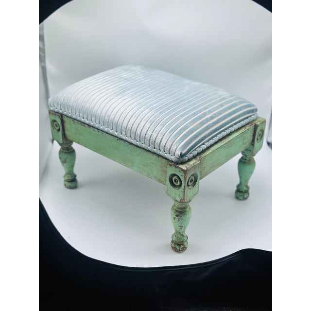 Shabby Chic Vintage Footstool, Recovered in Brunswick Velvet For Sale - Image 3 of 6