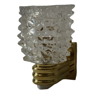 Round Murano Glass and Brass Light Pink Wall Sconce, 2000 For Sale